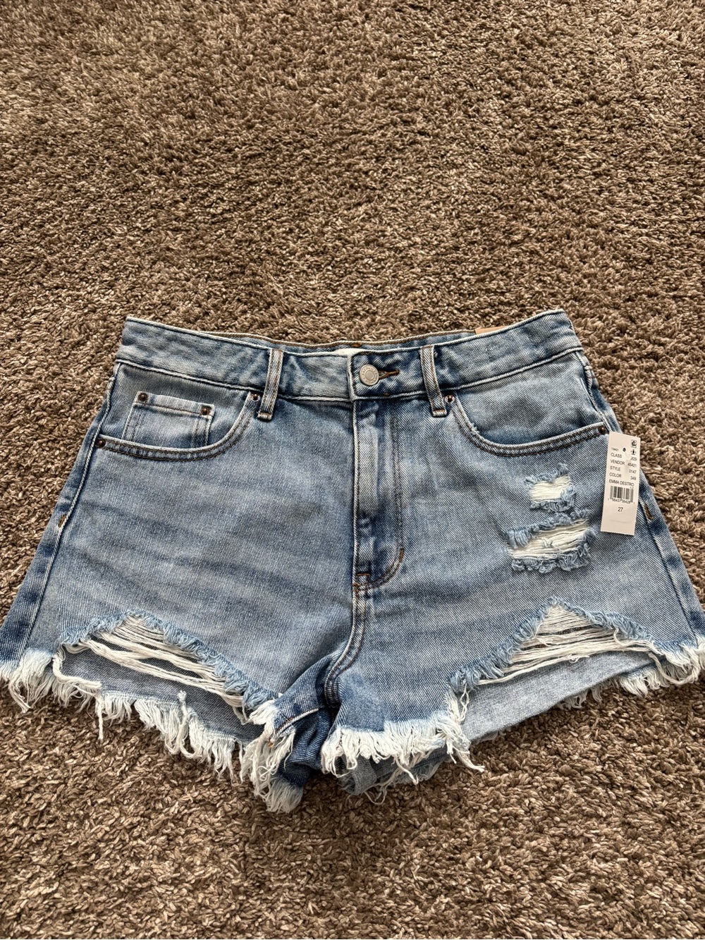 PacSun Light Blue Distressed High-Rise Denim Shorts